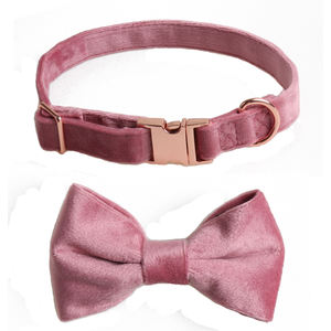 Hoge Kwaliteit Zachte Pet Kraag En Riem Set Comfort Fluwelen Kat En Hond Halsband Met 6 Kleuren Vlinderdas Polyester Legering Materiaal - Product Image 1