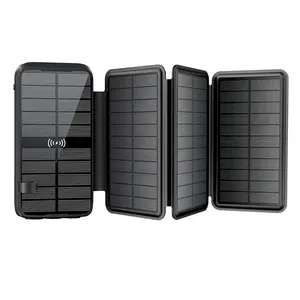 热卖礼品套装16000毫安智能手表电源银行太阳能Qc3.0 Qi无线手机太阳能电池板电源银行充电器