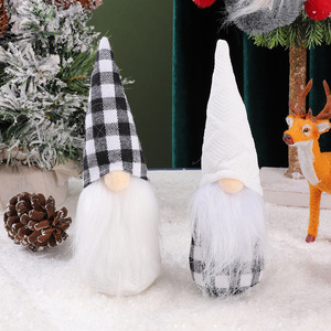 Decoraciones navideñas: Figura <span class=keywords><strong>de</strong></span> Hombre del Bosque a cuadros en blanco y negro, muñeco sin rostro <span class=keywords><strong>de</strong></span> Papá Noel, duende - Product Image 1