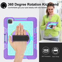 Étui pour tablette en silicone et PC pour iPad Air 13 M2 M3 M4 iPad Pro 12.9 3ème 4ème 5ème 6ème génération avec sangle de main et sangle d'épaule