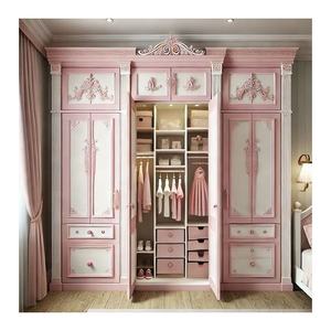 Garde-robe rose <span class=keywords><strong>en</strong></span> <span class=keywords><strong>bois</strong></span> pour chambre d'angle à prix abordable garde-robe <span class=keywords><strong>en</strong></span> <span class=keywords><strong>bois</strong></span> petite porte simple avec serrure pour bébé fille - Product Image 5