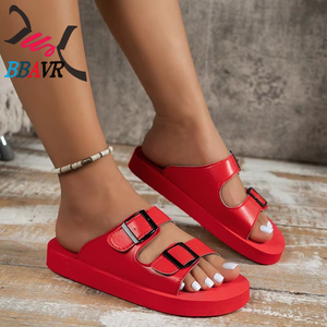 Women's Summer New Double-Breasted Sandals for Slippers Plus Size Casual Lightweight <b>Slides</b> European American Style Platform - Product Image 4