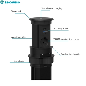 Presa Elettrica SINOAMIGO Indonesia con 3 Prese AC, Presa Motorizzata a Scomparsa per Piano Cucina con Altoparlante e Ricarica Wireless Veloce - Product Image 5
