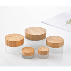 Pot à crème givré personnalisé avec couvercle en bambou, pots en verre d'usine, pots à crème pour le visage, pots pour produits de soin de la peau. - Product Image 2