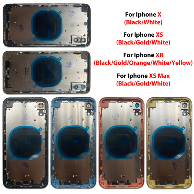 Mobile Phone Repair Parts for iPhone X XR XS Max Back Housing Middle Frame Battery Cover Housing With Wireless Charging Magnet