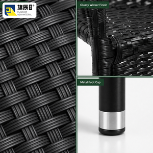 Fauteuil d'extérieur <span class=keywords><strong>en</strong></span> résine tressée imitation rotin <span class=keywords><strong>noir</strong></span> avec pieds <span class=keywords><strong>en</strong></span> métal et embouts argentés pour terrasse et jardin - Product Image 6