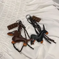 Pendentif de sac en cuir pour teckel, porte-clés créatif, cordon de sac, accessoire de sac, pendentif de clé, porte-clés de voiture, breloque cadeau