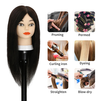 100% cheveux humains Mannequin tête cosmétologie formation poupée pince support droit pour cheveux tressage pratique Mannequin pratique