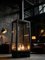 Cheminée murale au gaz - Design moderne en acier pour hôtels et villas, décoration intérieure confortable avec garantie de 5 ans