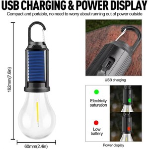 Ampoule LED <span class=keywords><strong>solaire</strong></span> portable pour le camping, lumière extérieure étanche en tungstène, lampe de secours pour tente, <span class=keywords><strong>randonnée</strong></span>, panne de courant - Product Image 3