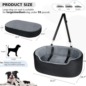 Siège auto pour grand chien 80x50x28cm, lit de voyage amovible et lavable, housse de siège arrière pour animaux de compagnie - Product Image 5