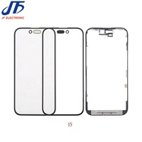 Pour iphone 15 Pro Max 15 Plus Lentille en verre de panneau d'écran extérieur avant avec cadre de lunette OCA