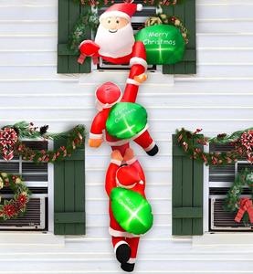 Decoración Navideña Inflable de Santa Claus de 2.4 Metros, con Luz, para Interiores y Exteriores, 3 Santa Blow, Decoración Inflable Navideña - Product Image 1