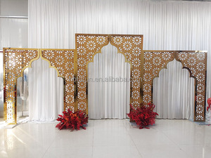 Nhà Máy Giá New Vàng Thép Không Gỉ Kim Loại Vòm Sân Khấu Backdrop Khung Đứng Cho Đám Cưới Tổ Chức Sự Kiện Trang Trí - Product Image 5