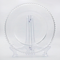LANGXU Assiette ronde en verre à bulles en forme de perle, dorée et argentée, support personnalisable