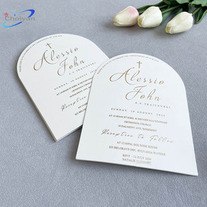 Carte d'invitation de mariage de luxe en carton 3x3 avec enveloppe, impression typographique - Product Image 1