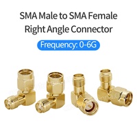 Adaptateur coaxial RF SMA mâle vers femelle, angle droit 90 degrés, forme en L, 50 ohms, plaqué or, faible perte, pour antenne