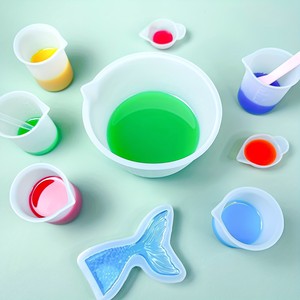 Tasses à mesurer pliables en silicone Tweller 50ML 100ML 250ML 500ML, réutilisables, avec échelle précise pour l'artisanat et la pâtisserie - Product Image 5