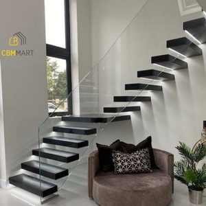 CBMmart Stringer de support à double plaque avec structure <span class=keywords><strong>en</strong></span> U avec balustrade <span class=keywords><strong>en</strong></span> verre de poteau <span class=keywords><strong>Escalier</strong></span> droit d'<span class=keywords><strong>angle</strong></span> - Product Image 5