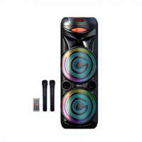Altavoz Portátil para Exteriores de Alta Potencia con Bluetooth, Doble Micrófono, Ranura para Tarjeta de Karaoke RGB, Compatible con Computadora, Batería, Sonido