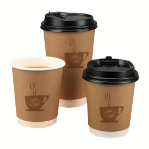 Custom Logo 8oz 12oz <b>Disposable</b> Double Wall Paper Coffee Personalized Hot Drink Coffee Paper <b>Cup</b> With Lid - Product Image 3