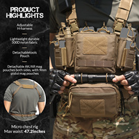 Harnais de poitrine Molle avec sangle en H, taille maximale 47,2 pouces, à dégagement rapide, avec pochette amovible pour la chasse et les sports de plein air