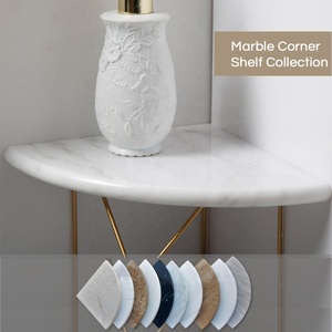 Estante Esquinero Blanco para Ducha, Estantes Esquineros de Piedra Natural en Forma de Abanico para Baño, Colección de Estantes Esquineros de Mármol - Product Image 1