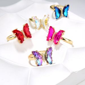 TikTok moda takı Fidget döndür yüzük halkası döner ayarlanabilir kelebek Fidget yüzük kız için - Product Image 4