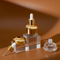 Botol Serum Kaca Bening Kosmetik Kosong 20ml 1oz Kemasan Botol Tetes Minyak Esensial Rambut & Wajah Mewah