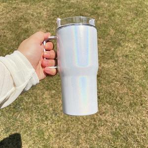 Gobelet isotherme à sublimation vierge pour enfants, 20 oz, scintillant, holographique, avec poignée, entrepôt USA - Product Image 4