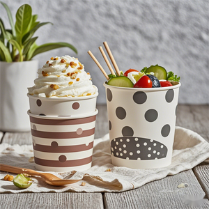 Various Sizes Paper Packaging <b>Disposable</b> Ice Cream Paper <b>Cup</b> with Lid Custom Logo Printed - Product Image 5