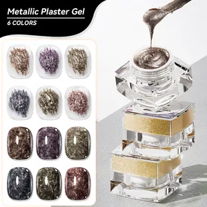 JTING 3D Nagelkunst Gipskarton-Gemassierung 6 Farben-Set einzigartige 4D 5D-Effekt Gipsmalerei Metallic-Gemassierung in Gläsern OEM/ODM