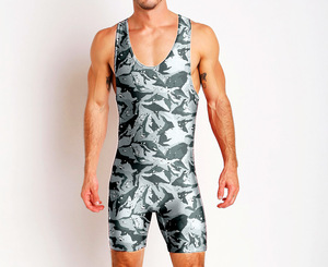 Maillot de lutte unisexe personnalisé en polyester respirant, à séchage rapide, antibactérien, imprimé par sublimation, sans manches, pour l'été, pour équipe - Product Image 2