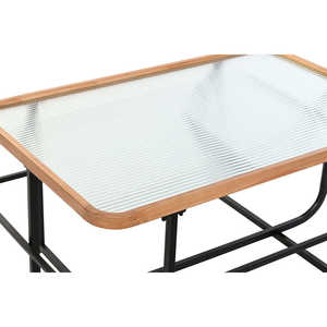 TABLE BASSE EN MÉTAL ET VERRE 90X60X46 NOIR - Product Image 1