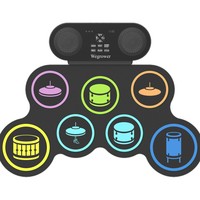 Nouvelle batterie électronique portable et durable, kit de batterie à rouler avec 9 pads et haut-parleur stéréo intégré, pour professionnels et débutants