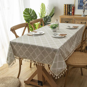 ผ้าคลุมโต๊ะสี่เหลี่ยมพิมพ์ลายตามสั่ง พร้อมพู่ห้อย ผ้าคลุมโต๊ะผ้าฝ้ายโพลีเอสเตอร์ทันสมัย ผ้าคลุมโต๊ะกันน้ำคุณภาพพรีเมียม - Product Image 2