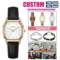 Montre à quartz élégante pour femmes en acier inoxydable avec logo personnalisé OEM, cadran irrégulier unique, bracelet en maille, fabricant de montres-bracelets pour femmes