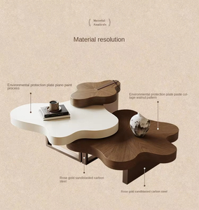 Juego de mesa de té y café con forma de nube moderna Panel de madera con diseño artístico irregular Muebles para el hogar de moda para sala de estar - Product Image 6