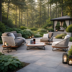 Ensemble de canapés d'extérieur modernes sans entretien pour villa, mobilier de patio modulable toutes saisons pour <span class=keywords><strong>jardin</strong></span>/<span class=keywords><strong>petit</strong></span> <span class=keywords><strong>balcon</strong></span> - Product Image 1