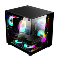 BoLiYou 5A ATX Mid Tower 270 Degrés Panoramique Verre Trempé Petite Carte Mère Refroidie par Eau Boîtier PC ATX USB en Stock