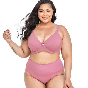 Sujetador Balconette Push-Up de <span class=keywords><strong>Talla</strong></span> <span class=keywords><strong>Grande</strong></span> para Mujer, con Aros, Color Sólido, Encaje Transparente y Lazo, Cómodo, Venta al por Mayor Personalizada - Product Image 2