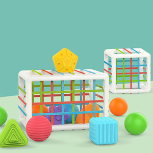Montessori Sensory Cube para 7-12y Unisex Shape Sorting Bin com bandas elásticas Colorido Sensory Toy Safe <span class=keywords><strong>Plastic</strong></span> - Product Image 3