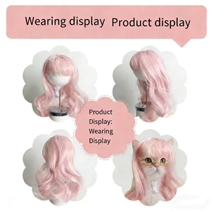 Aksesoris Rambut Hewan Peliharaan JXANRY Warna Pink Coklat Desain Warna Polos untuk Kucing Anjing Sutra Tahan Panas Rumbai Lucu Gelombang Besar Cosplay Festival - Product Image 5