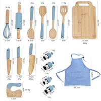 Mini ustensiles de cuisine et de pâtisserie pour tout-petits, ensemble de cuisine en bois pour enfants, kit Montessori, ensemble de pâtisserie en silicone avec tablier