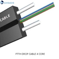 Cable de Fibra Óptica FTTH Gimbo de Grado Telecomunicaciones, 2 Hilos de Acero, LSZH PVC, 1 km de Longitud, Tipo Arco para Interiores, Certificado CE