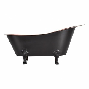 Diseño hecho a mano bañera de baño recta independiente con patas bañera de remojo negro antiguo acabado garra pie bañera de Metal - Product Image 1
