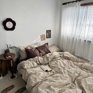 Tối Giản Hoa Mô Hình Tinh Khiết Bông Bộ Đồ Giường Thiết Lập Dệt Bedsheet <span class=keywords><strong>Comforter</strong></span> Bìa Bộ Đồ Giường Thiết Lập Thân Thiện Với Môi Tất Cả Các Mùa 4 Mảnh - Product Image 6