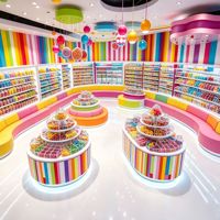 Kiosque à bonbons personnalisé pour centre commercial, mobilier de boutique de bonbons, service complet, présentoir à bonbons en acrylique, design d'intérieur de magasin de détail