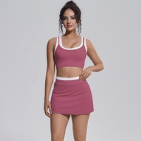 Ensemble de sport pour femme été : Robe de tennis, soutien-gorge de yoga, jupe de tennis, soutien-gorge de sport, ensemble 2 pièces, tenue de fitness pour la gym