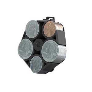 Boîte de rangement pour pièces de monnaie, mini boîte de rangement portable en ABS noir uni pour pièces de monnaie américaines et européennes, utilisation quotidienne - Product Image 1